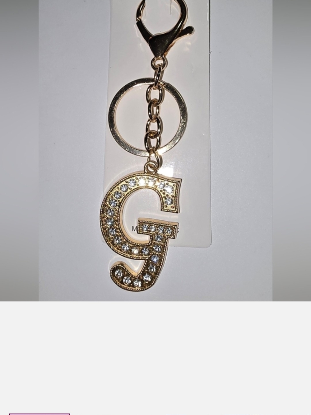 Gold Initial G Crystal Keychain by